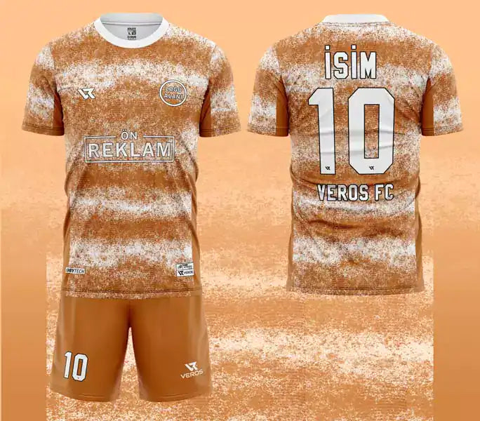 Turuncu Beyaz Fırça Desenli Halı Saha Forması VF000108