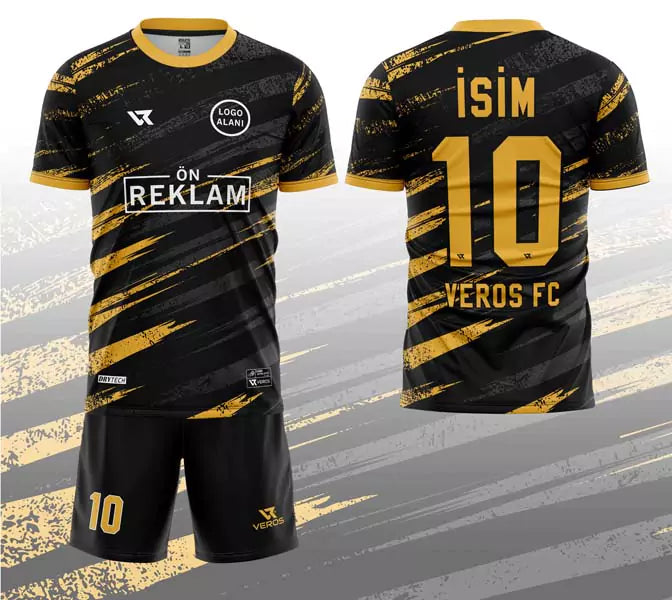 Gri Sarı Desenli Halı Saha Forması VF00019