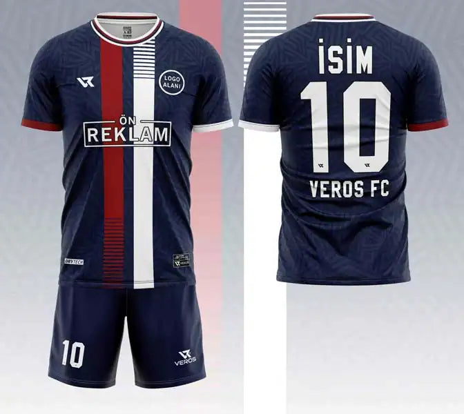 Lacivert Renkli Çizgi Desenli Halı Saha Forması VF00037