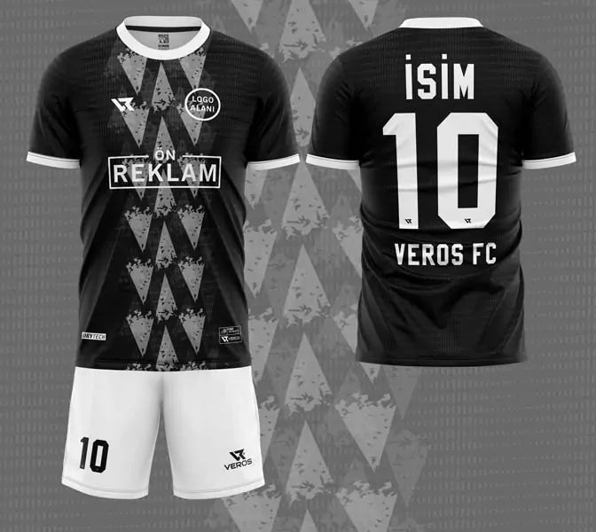 Siyah Gri Çizgi Desenli Halı Saha Forması VF00053