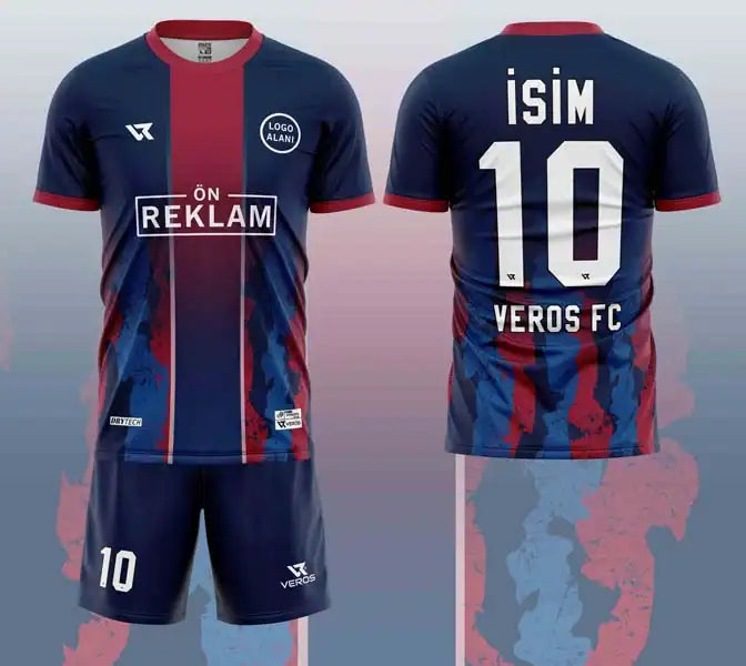 Lacivert Mavi Kırmızı Desenli Halı Saha Forması VF00057