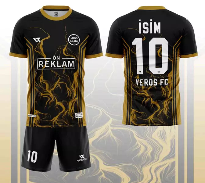 Siyah Sarı Duman Desenli Halı Saha Forması VF00070