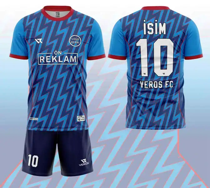 Mavi Kırmızı Desenli Halı Saha Forması VF00077