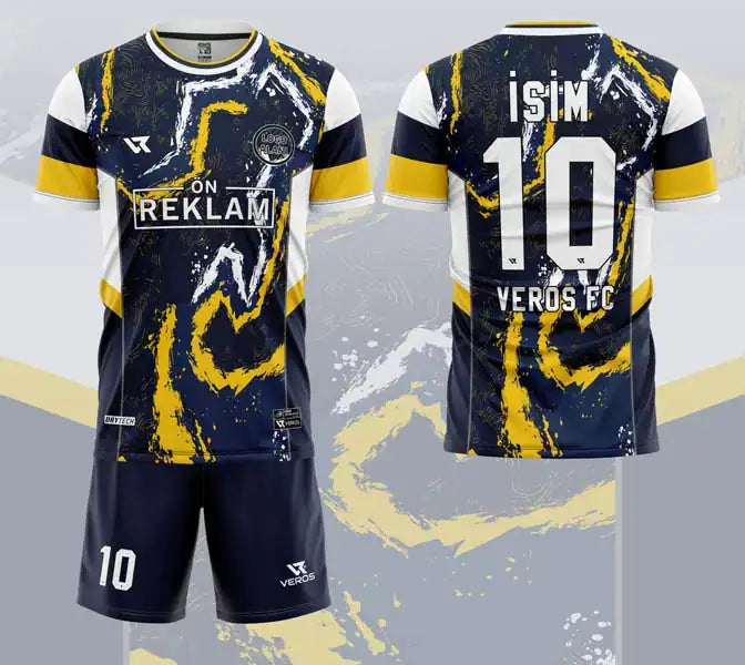 Sarı Lacivert Fırça Desenli Halı Saha Forması VF00085