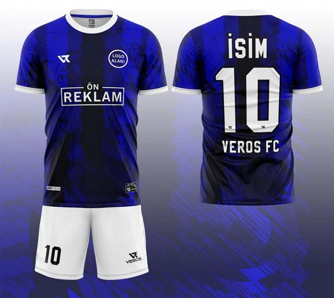 Lacivert Mavi Fırça Desenli Halı Saha Forması VF00093
