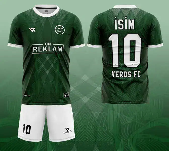 Yeşil Nokta ve Fırça Desenli Halı Saha Forması VF00097