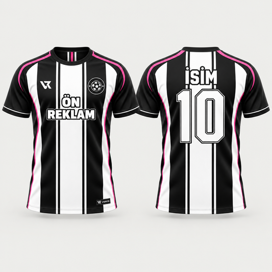 VEROS Pembe Şerit Futbol Forması - ön ve arka görünüm