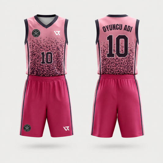 Dijital Geçişli Desenli Basketbol Forması - ön ve arka görünüm