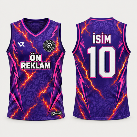 VEROS Violet Storm Voleybol Forması - ön ve arka görünüm