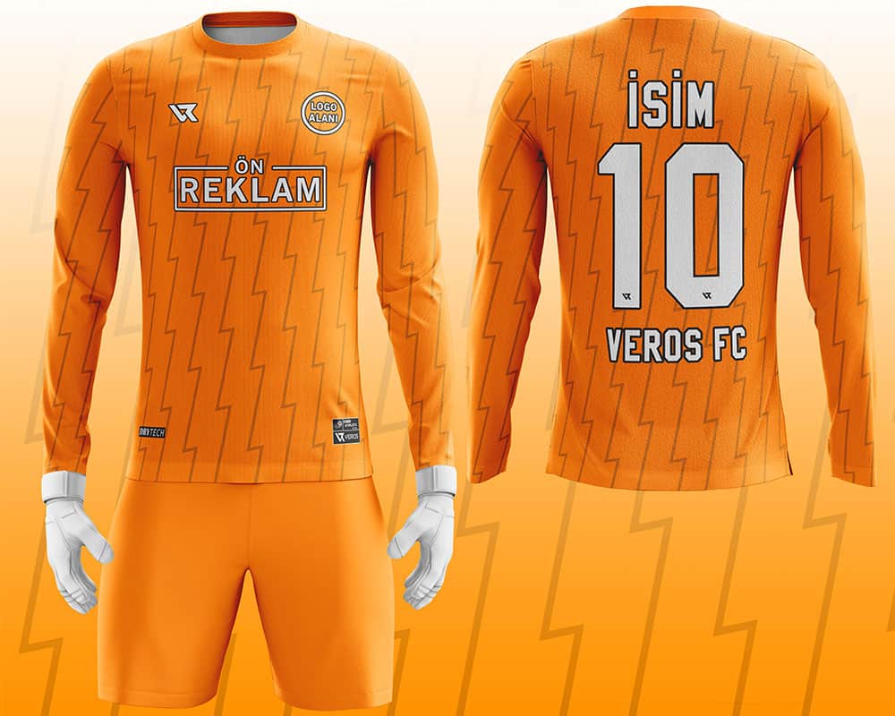 Turuncu Kaleci Forması Uzun Kollu Çizgili VFK0008