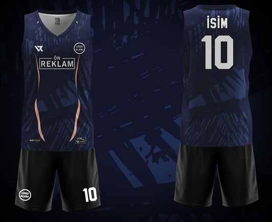 Lacivert Desenli Basketbol Forması VF0009