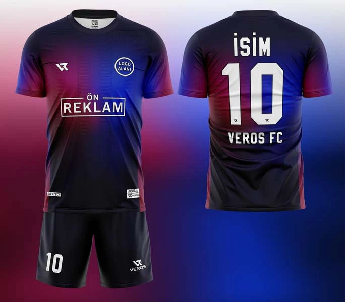 Bordo Mavi Geçiş Desenli Halı Saha Forması VF000107