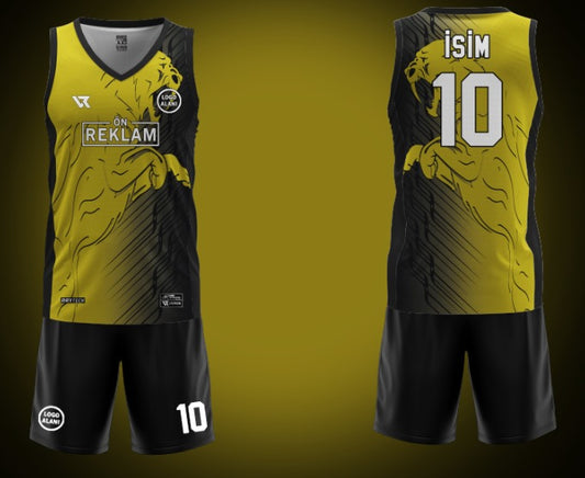 Siyah Sarı Desenli Voleybol Forması VF0008