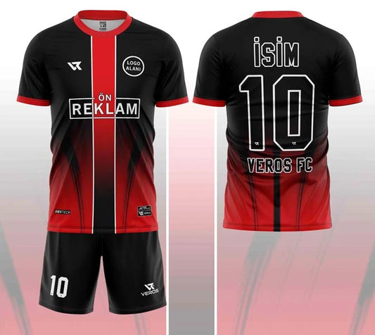 Siyah Kırmızı Desenli Halı Saha Forması VF00014