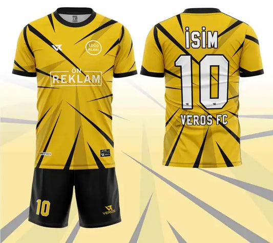 Sarı Siyah Çizgi Desenli Halı Saha Forması VF00017