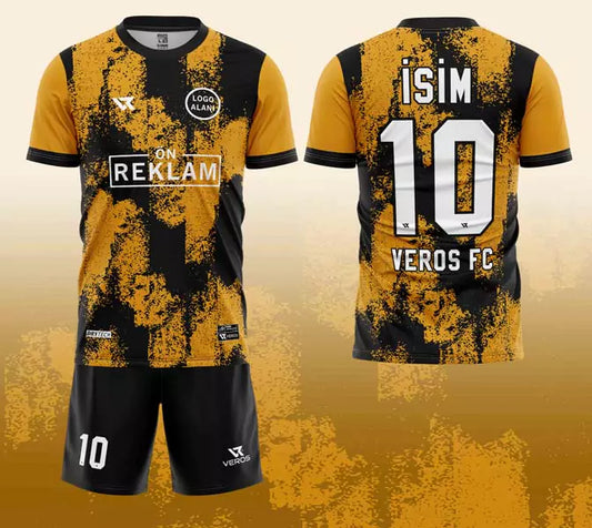 Sarı Siyah Desenli Halı Saha Forması VF00025