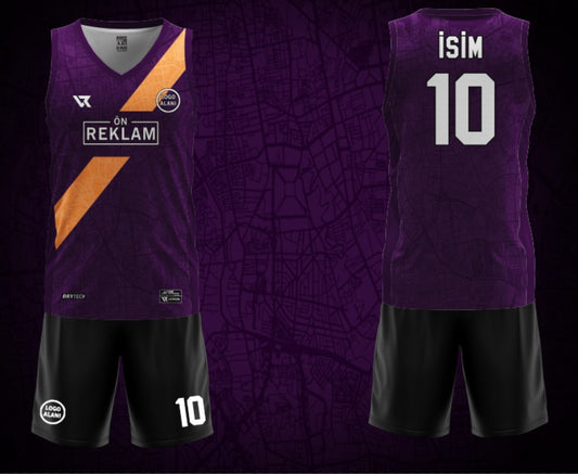 Desenli Mor Basketbol Forması VF0001