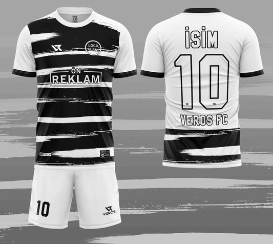 Beyaz Siyah Desenli Halı Saha Forması VF00030