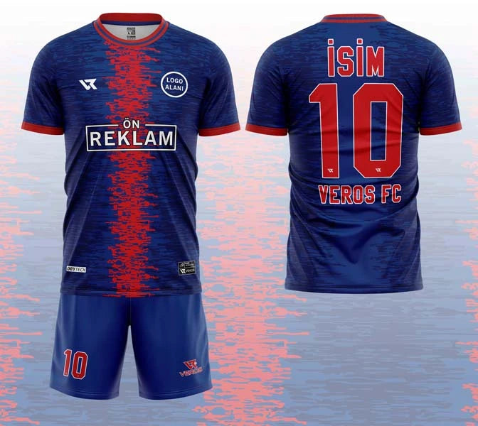 Mavi Kırmızı Desenli Halı Saha Forması VF00040