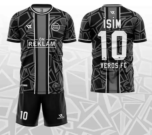 Siyah Gri Desenli Halı Saha Forması VF00044