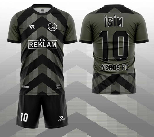 Yeşil Siyah Çizgi Desenli Halı Saha Forması VF00045