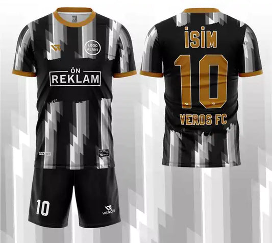 Siyah Gri Desenli Halı Saha Forması VF00048