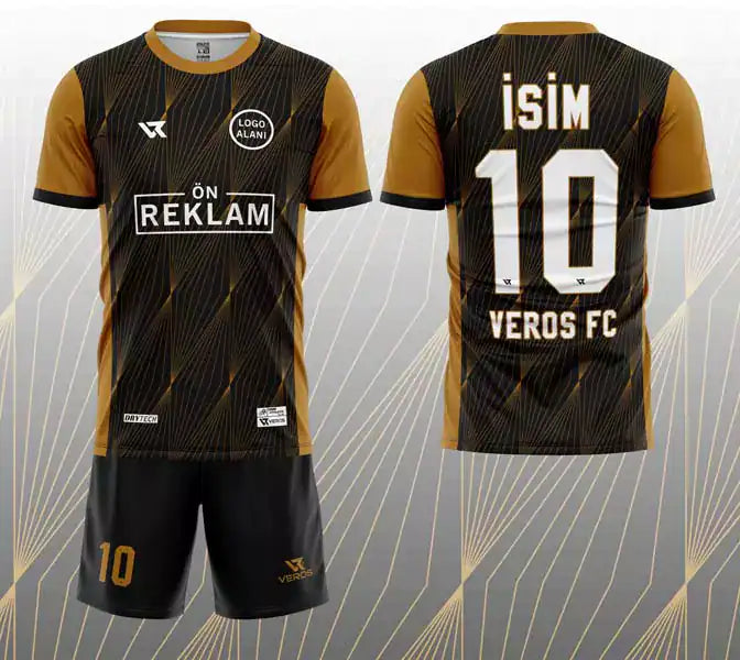 Turuncu Siyah Desenli Halı Saha Forması VF000501