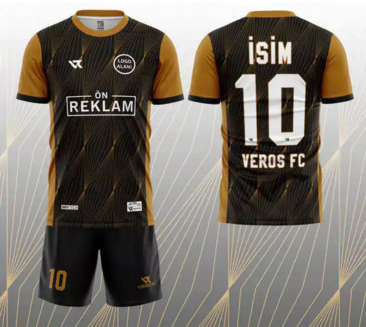 Turuncu Siyah Desenli Halı Saha Forması VF000501