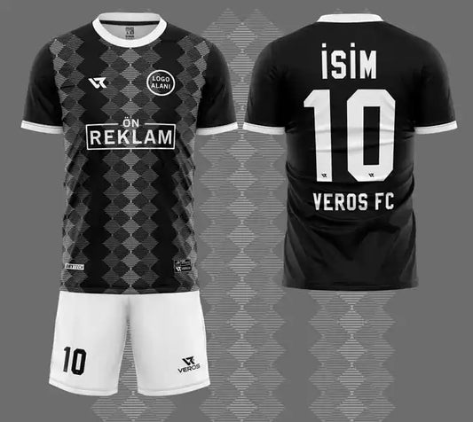 Siyah Gri Baklava Retro Desenli Halı Saha Forması VF00052