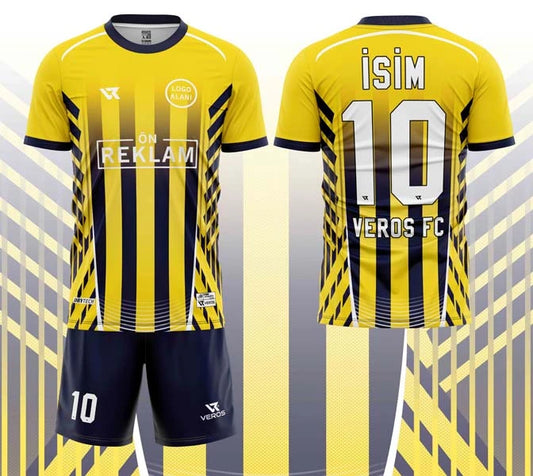 Sarı Lacivert Desenli Halı Saha Forması VF00058