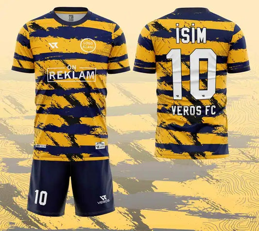 Sarı Lacivert Desenli Halı Saha Forması VF00061