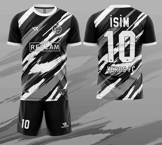 Siyah Gri Fırça Desenli Halı Saha Forması VF00063