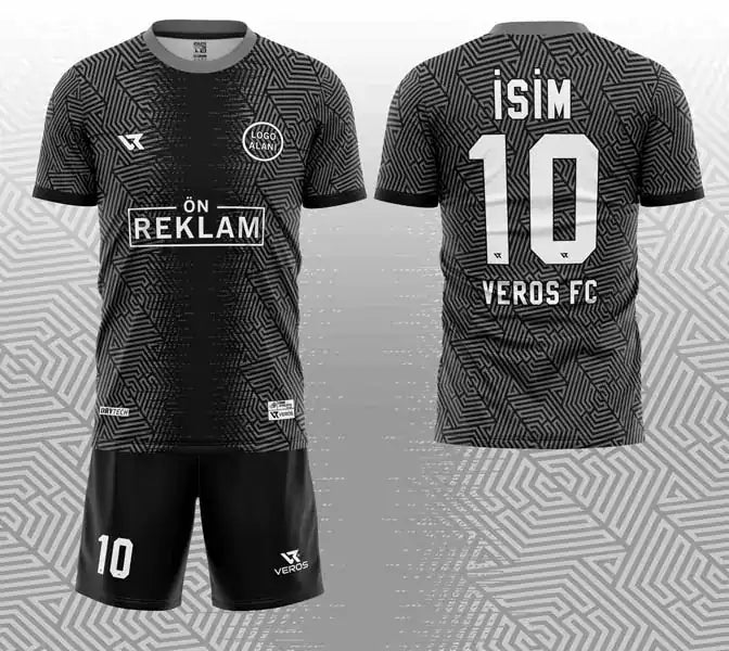 Siyah Gri Labirent Desenli Halı Saha Forması VF00069
