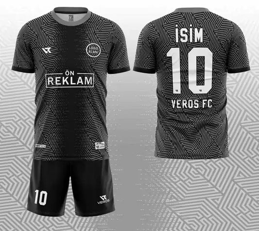 Siyah Gri Labirent Desenli Halı Saha Forması VF00069