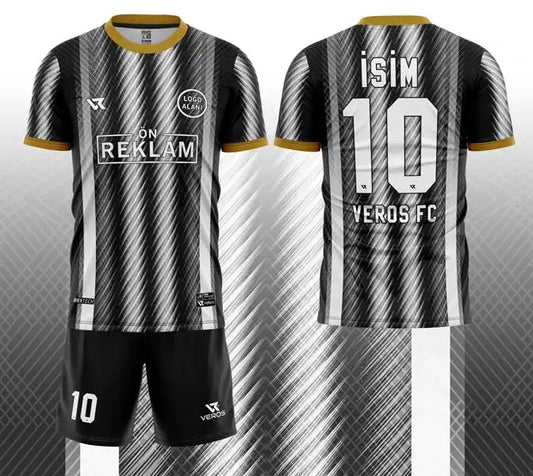 Siyah Gri Nokta Çizgi Desenli Halı Saha Forması VF00071