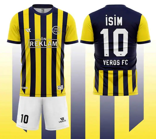 Sarı Lacivert Şerit Desenli Halı Saha Forması VF00072