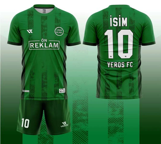 Yeşil Siyah Fırça Desenli Halı Saha Forması VF00083