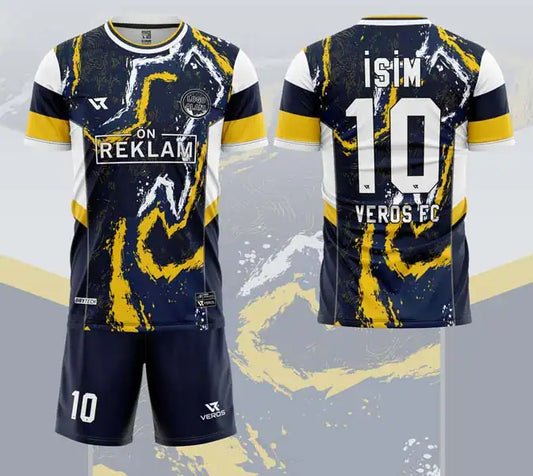 Sarı Lacivert Fırça Desenli Halı Saha Forması VF00085