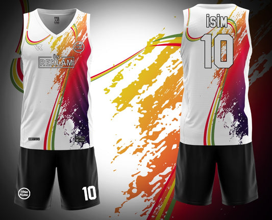 Beyaz Desenli Voleybol Forması VF0003