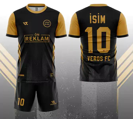 Siyah Gri Çizgi Desenli Halı Saha Forması VF00094