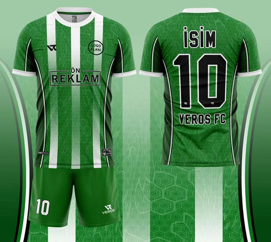 Yeşil Beyaz Desenli Halı Saha Forması VF00095