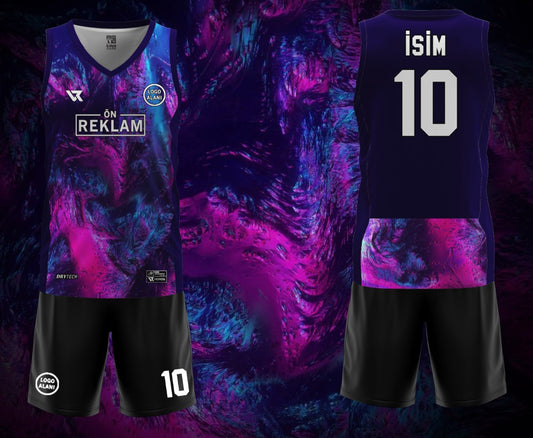 Mor Desenli Voleybol Forması VF0004
