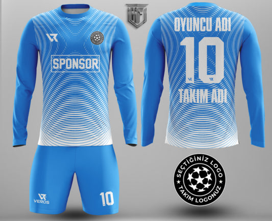 Beyaz Mavi Kaleci Forması – Kişiye Özel Dijital Baskı | VRS-GK1