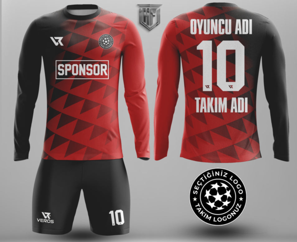 Kırmızı Siyah Kaleci Forması – Kişiye Özel Dijital Baskı | VRS-GK2