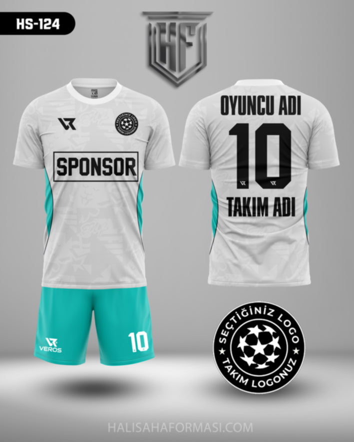 Siyah Mint + Gri Gölge Çizgili Forma Halı Saha Futbol Forması – VRS‑ | Kişiye Özel Dijital Baskı