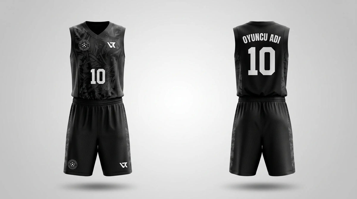 Siyah Savaşçı Desenli Basketbol Forması - Ön ve Arka Görünüm