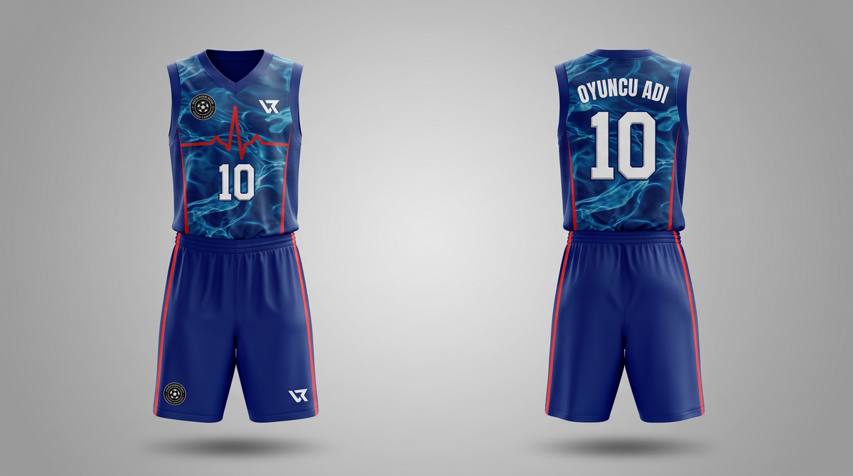 Okyanus Mavisi Desenli Basketbol Forması