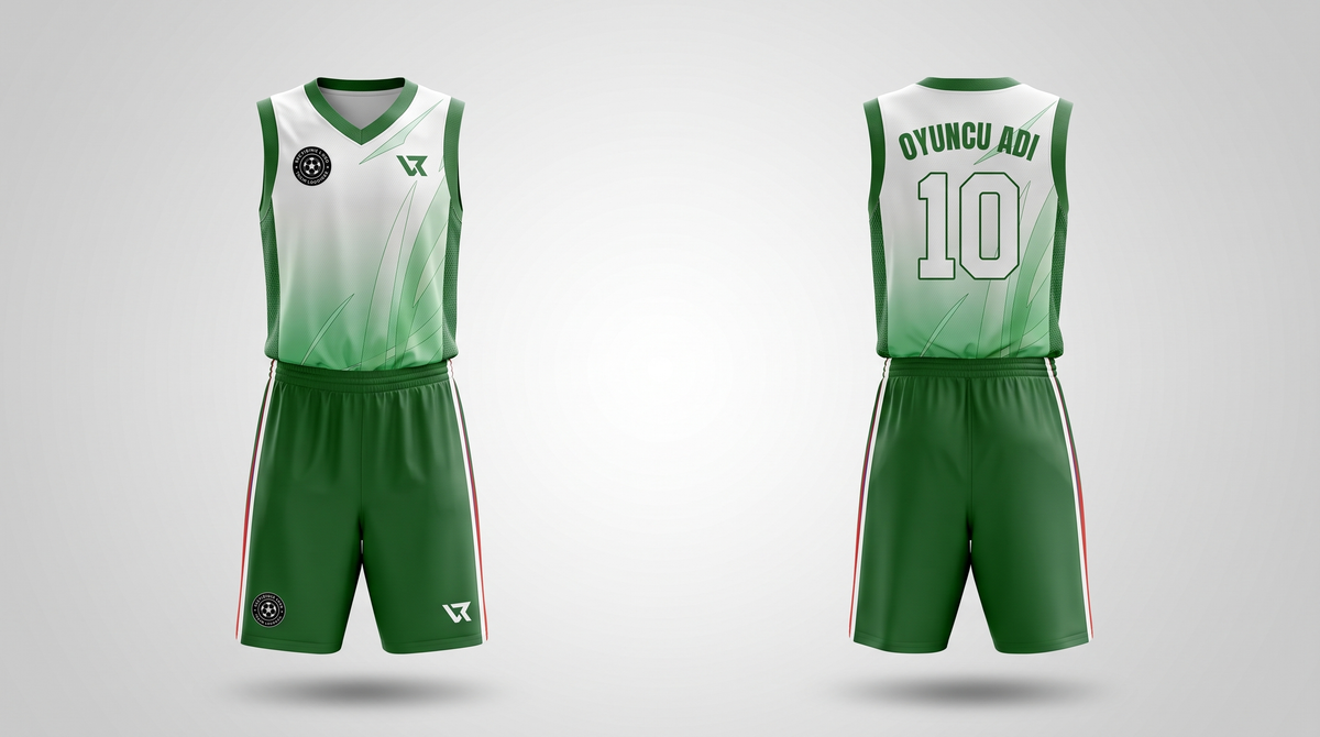 Yeşil Yaprak Desenli Basketbol Forması
