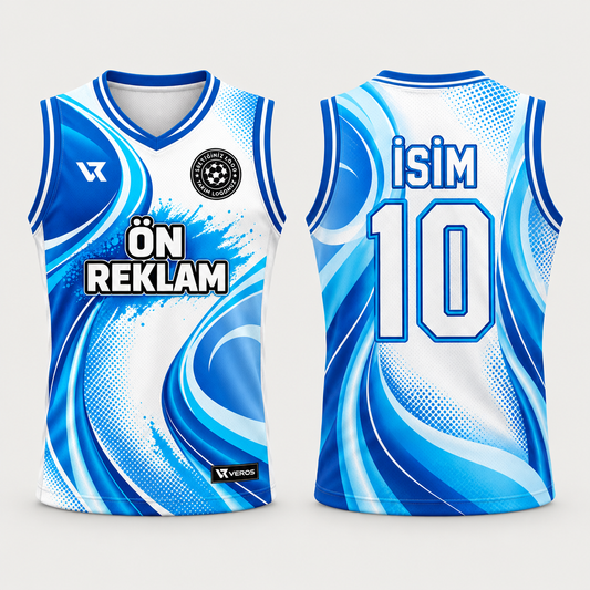 VEROS Azure Wave Voleybol Forması - ön ve arka görünüm