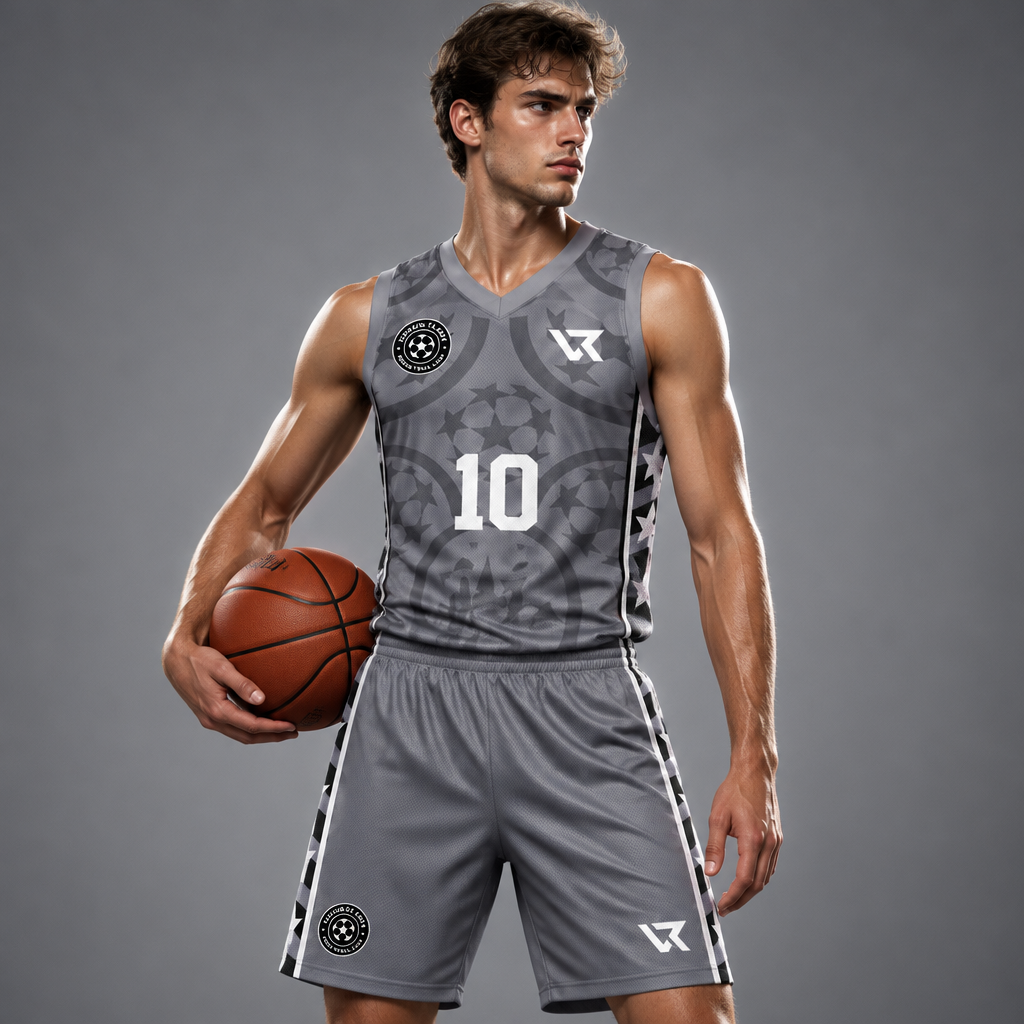 Yıldız Çarkı Desenli Basketbol Forması - sporcu üzerinde